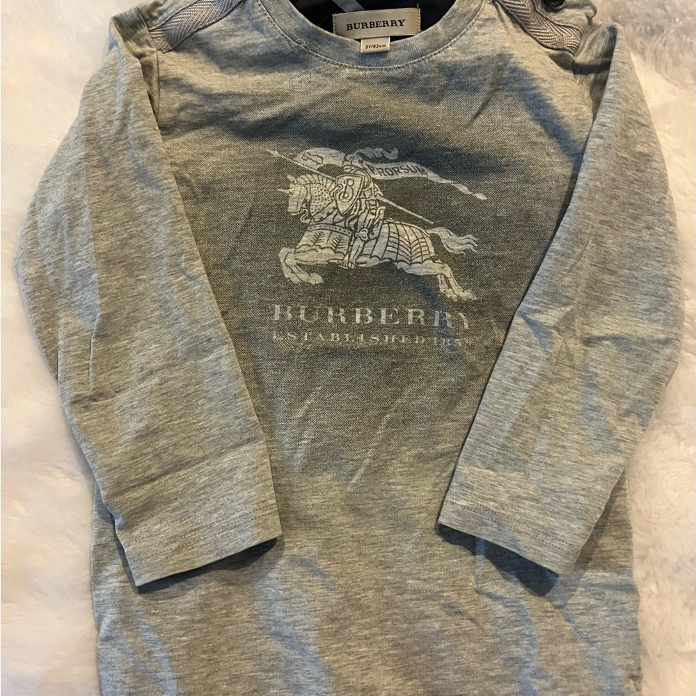 Burberry Kids Gray Long Sleeve Tee